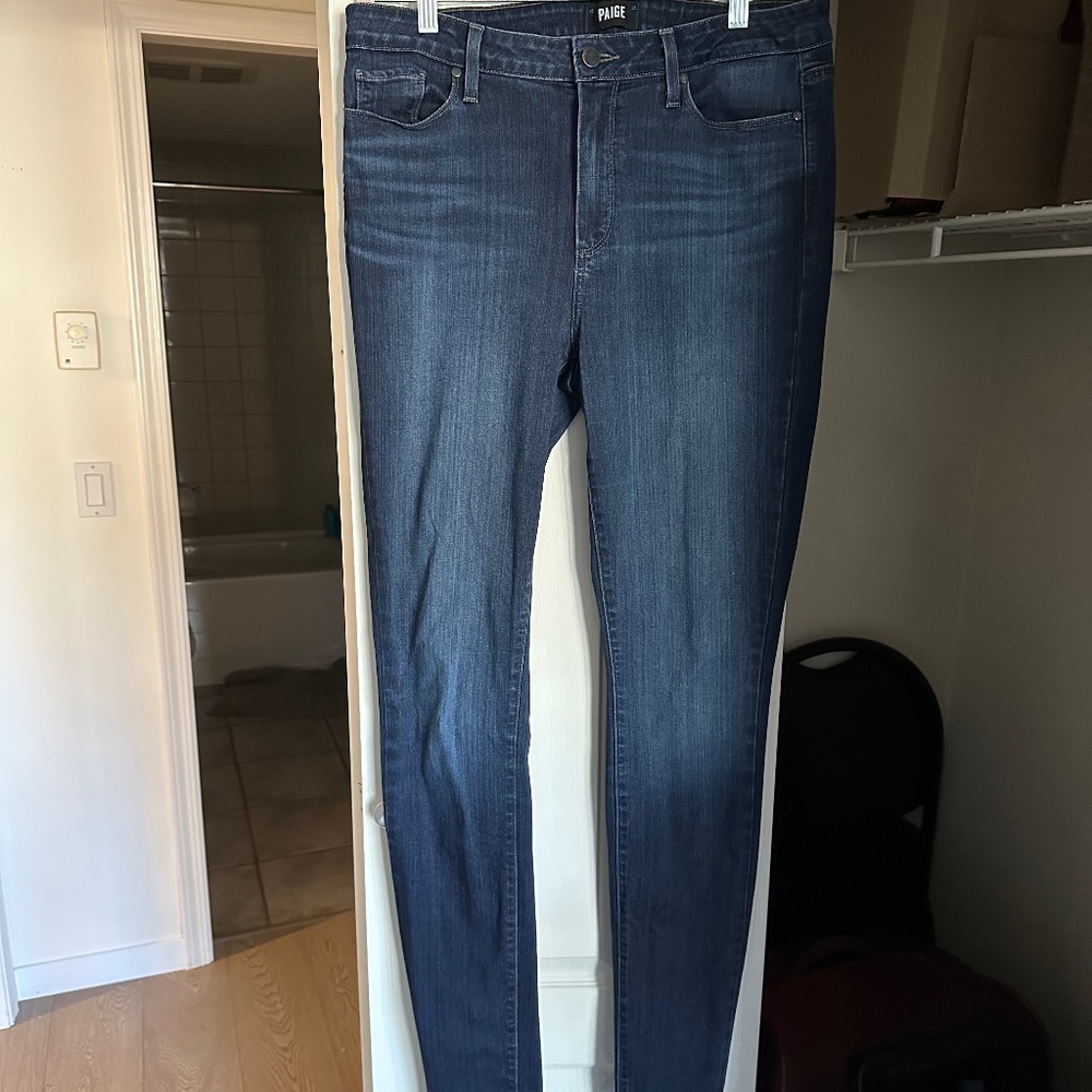 PAIGE Leggy Ultra Long Jeans Size 32 Indigo Wash